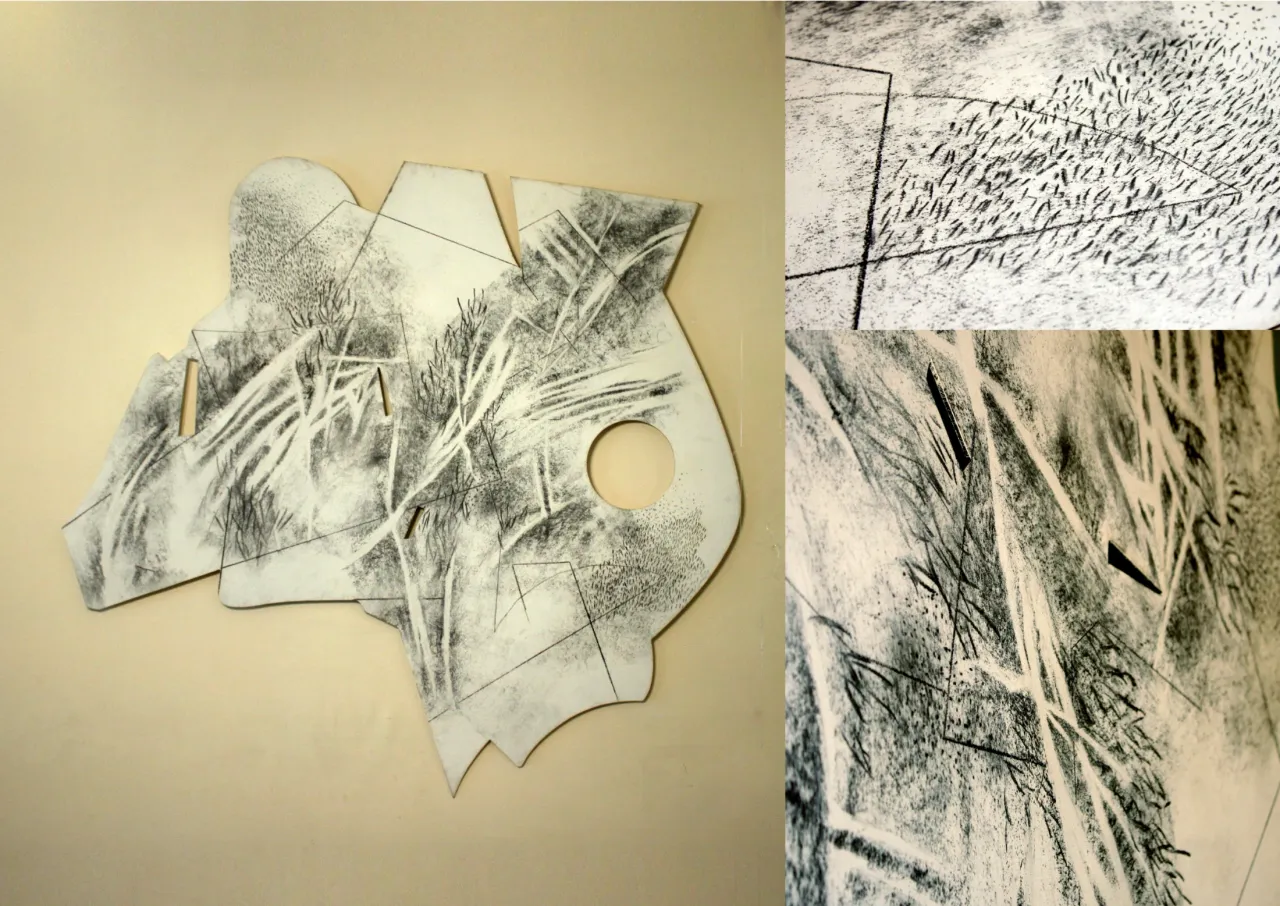 wood - Wood N1 - charcoal on wood - 100x120 cm - 2017