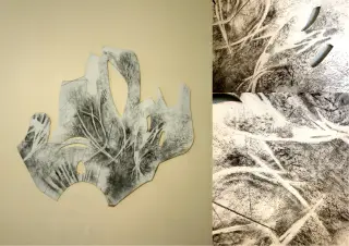 Wood N2 - charcoal on wood - 2017